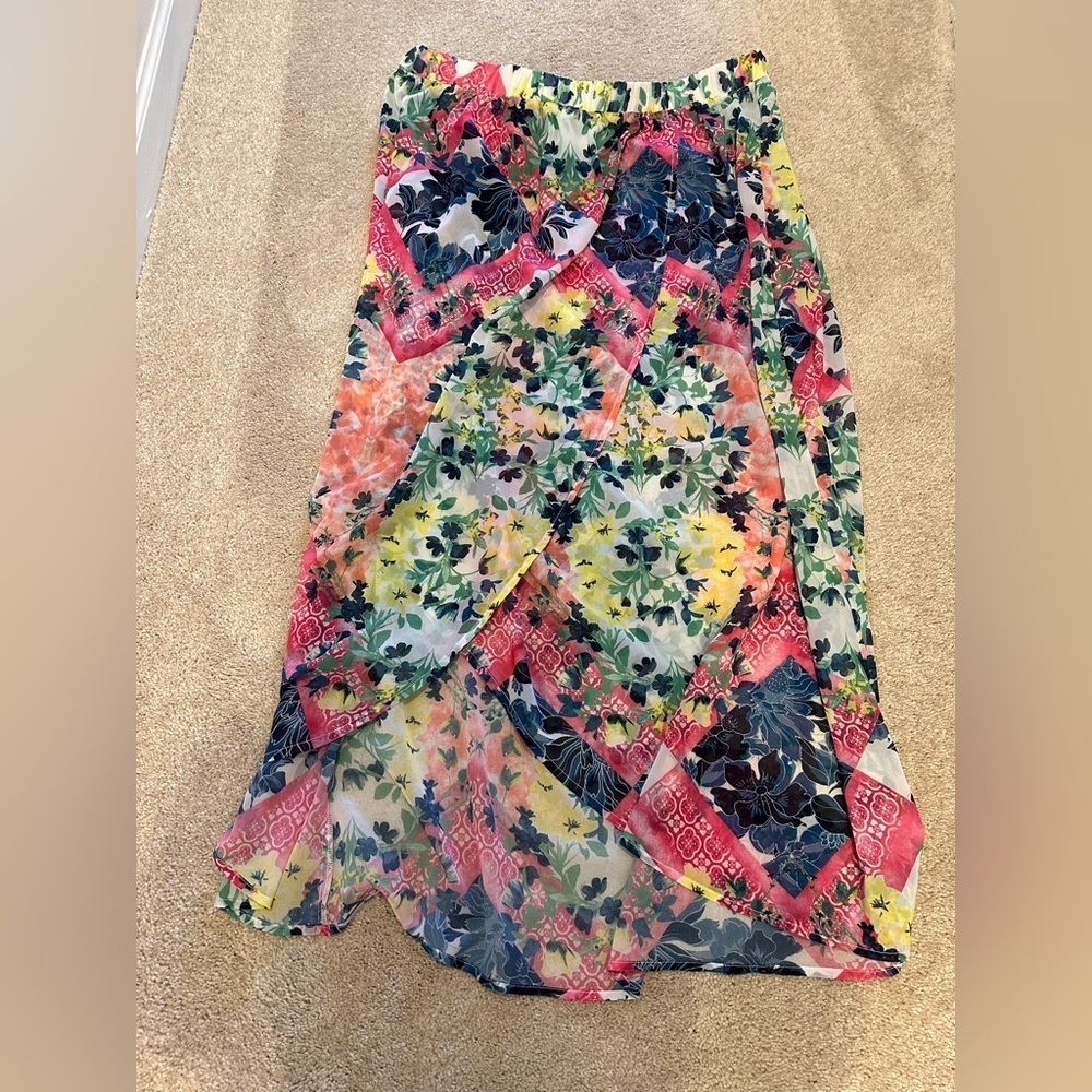 Swim by Cacique Floral Print Maxi Skirt Cover Up Elastic Waist Plus Size 18/20